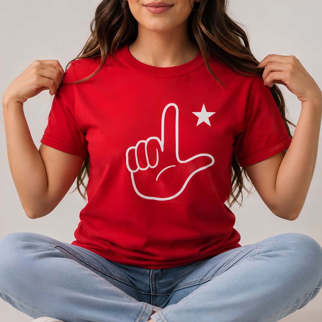 Camiseta T-Shirt Feminina Masculina Camisa Estampada Faz o L Com Estrela Política Esquerda, imagem 1 de 1