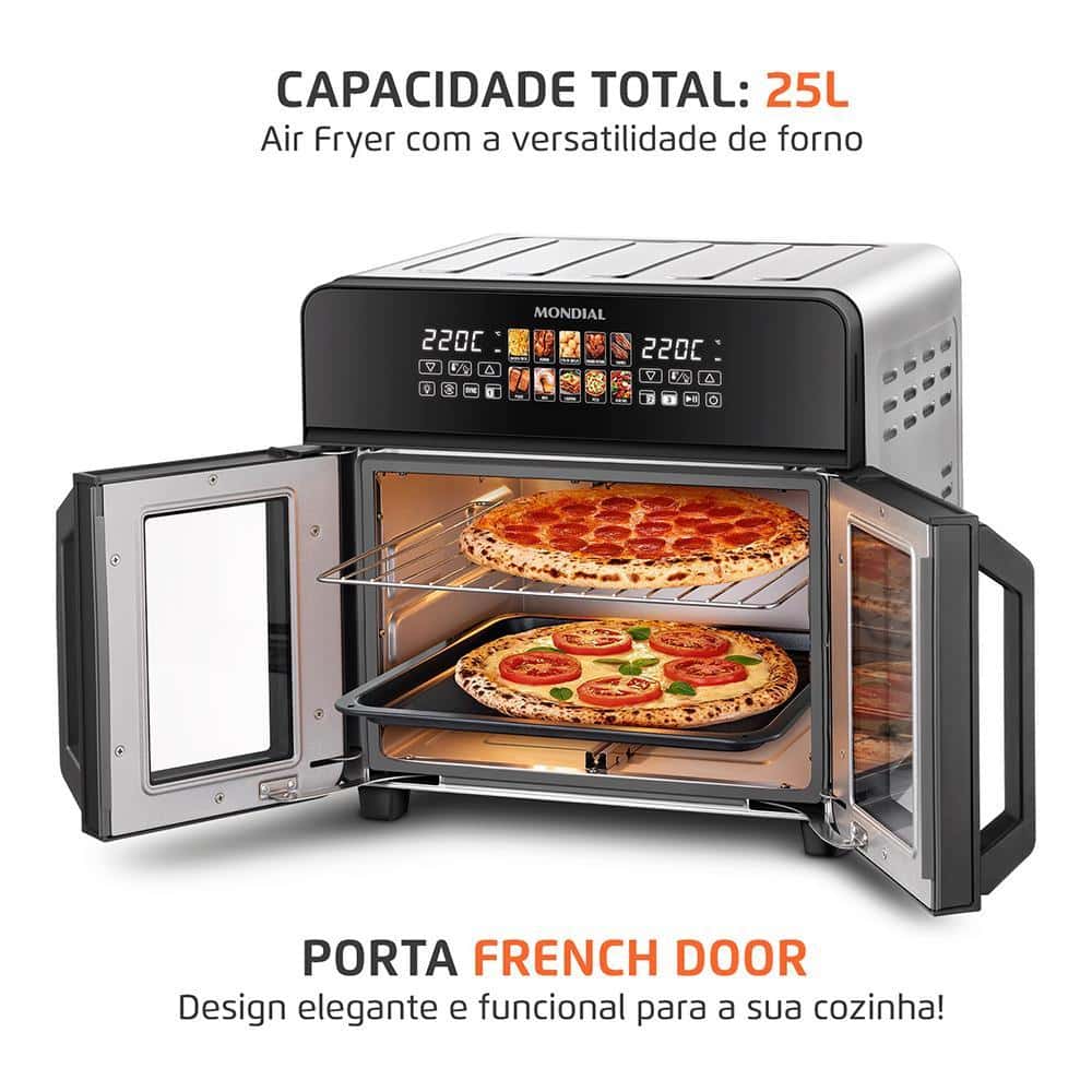 Air Fryer Forno 25L French Door Mondial Preto/Inox 2000W - AFDO-25L-FD, imagem 1 de 1