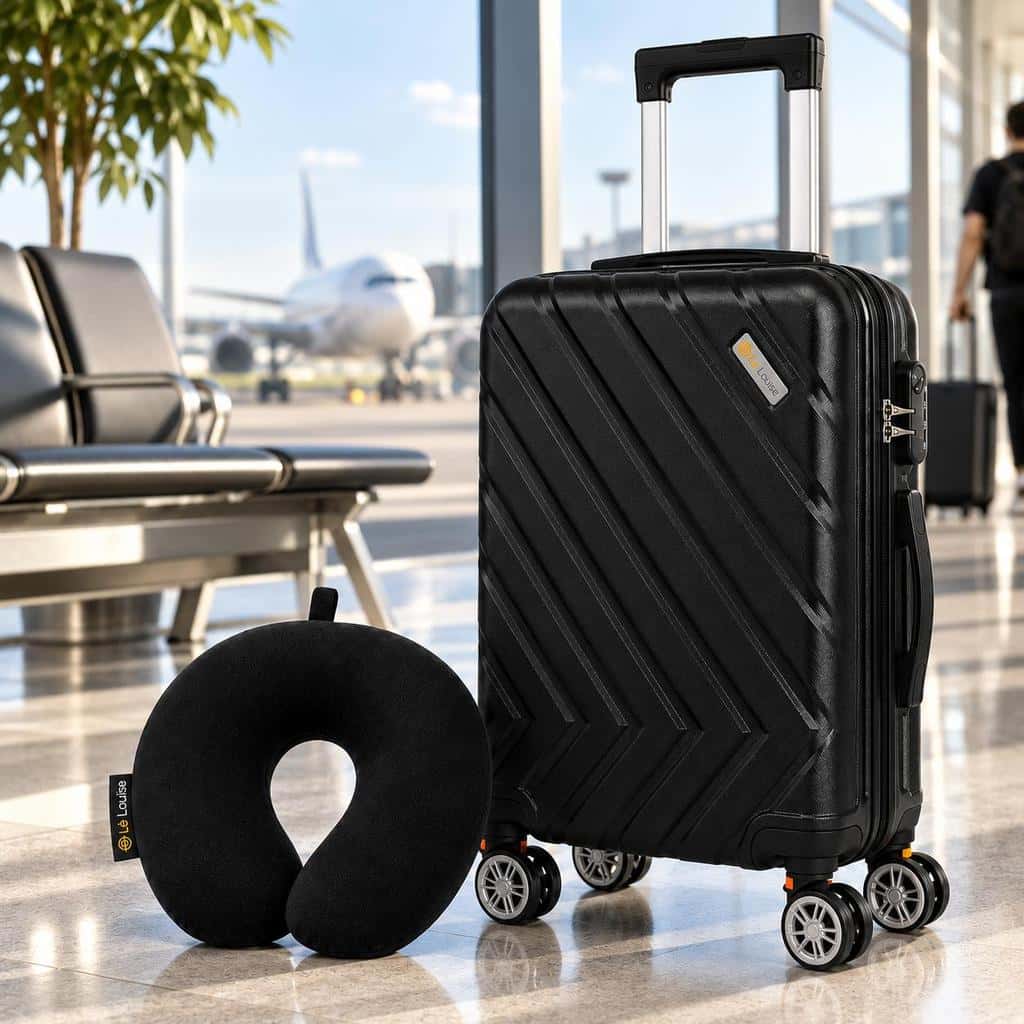 Mala de Viagem de Bordo 10kg com Travesseiro de Pescoço Mala Rígida  ABS Rodas Removíveis Giro 360º Permitida pela Anac, imagem 1 de 1
