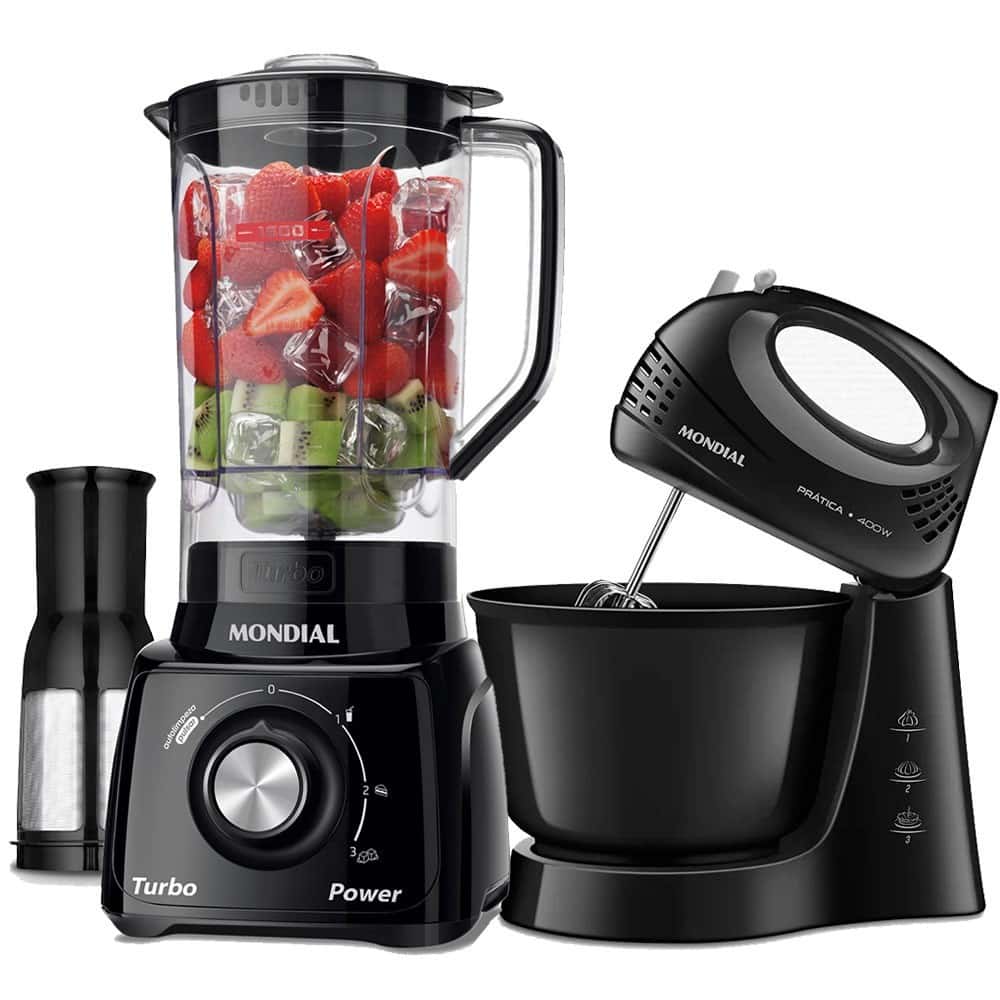 Kit Liquidificador 550W Turbo Power L-99-FB + Batedeira 400W Prática - B-44-B Mondial, imagem 1 de 1