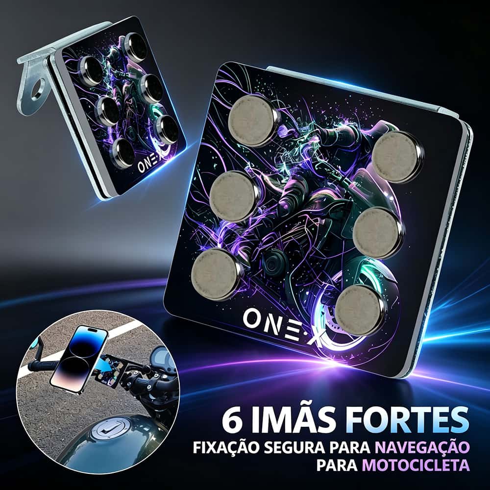 🏍️ 🧲 Suporte Celular Moto Magnético 6 Imãs Extra Forte Imã Super Forte Resistente Impacto E Vibrações, imagem 1 de 1