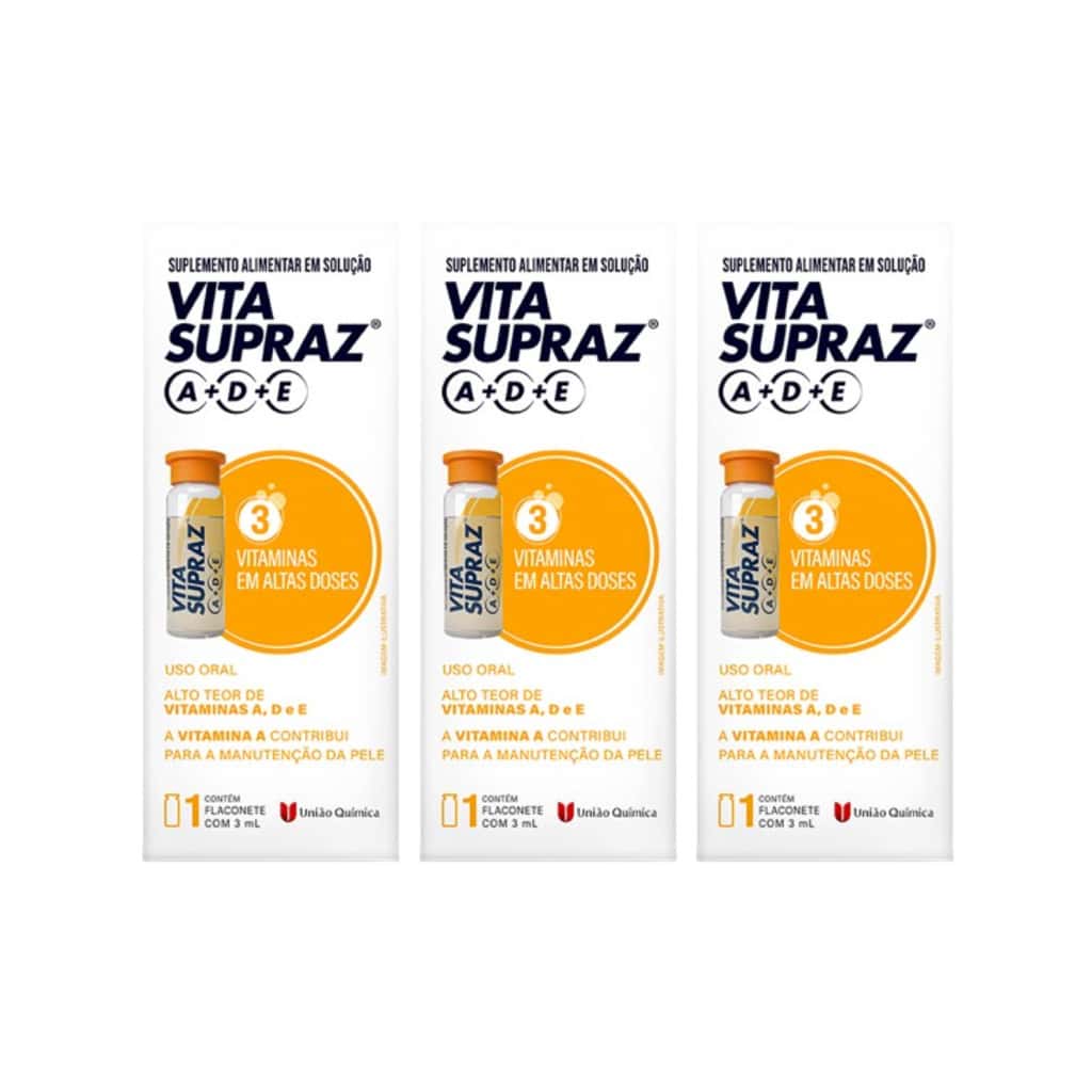Kit 3 Vita Supraz A D E Flaconetes 3ml, imagem 1 de 1