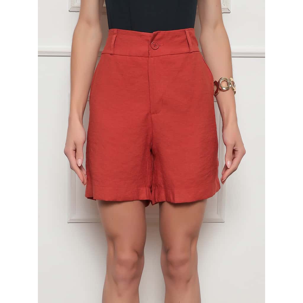 Short Social Feminino Marrante Reto Cintura Alta Com Bolsos E Caimento Estruturado Look Moderno Dia A Dia, imagem 1 de 1