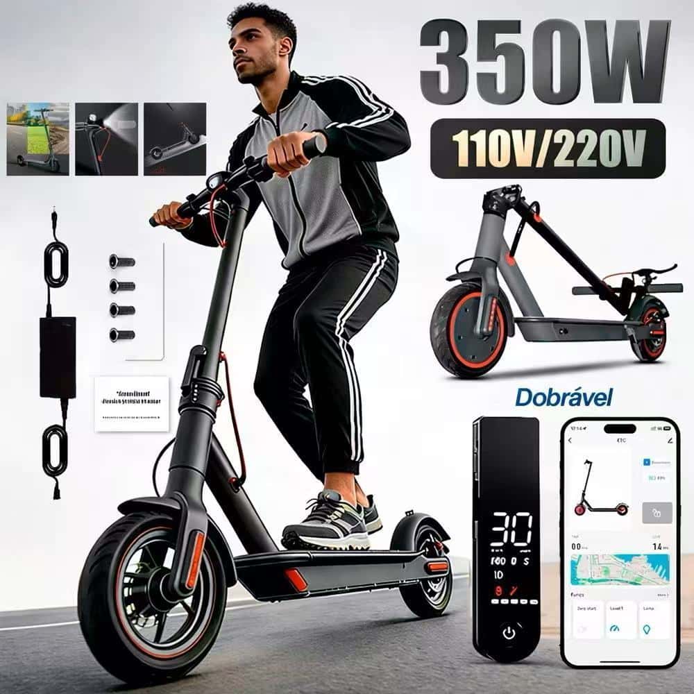 Patinete Elétrico Adulto 350W – Alta Velocidade, Bateria Longa e Suporta Até 150kg, imagem 1 de 1