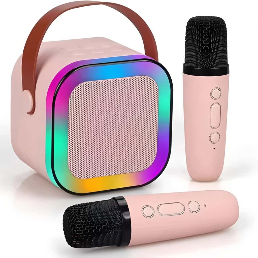 Caixa De Som C/ 2 Microfones Bluetooth 5.0 Karaokê Luzes led, Entretenimento em Casa, imagem 1 de 1