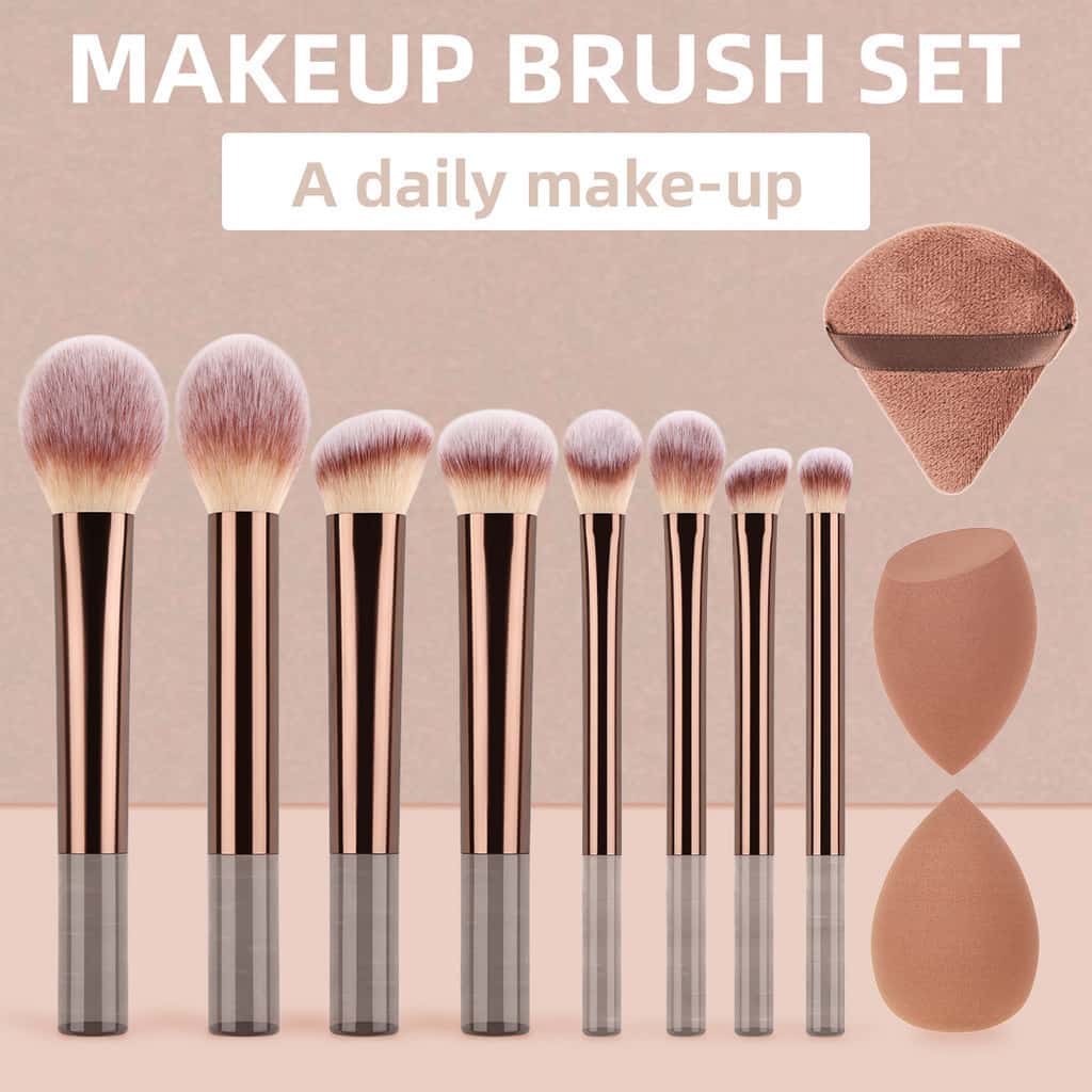 12 Pçs + 3 Esponjas Set Conjunto De Pincéis De Maquiagem Profissional, imagem 1 de 1