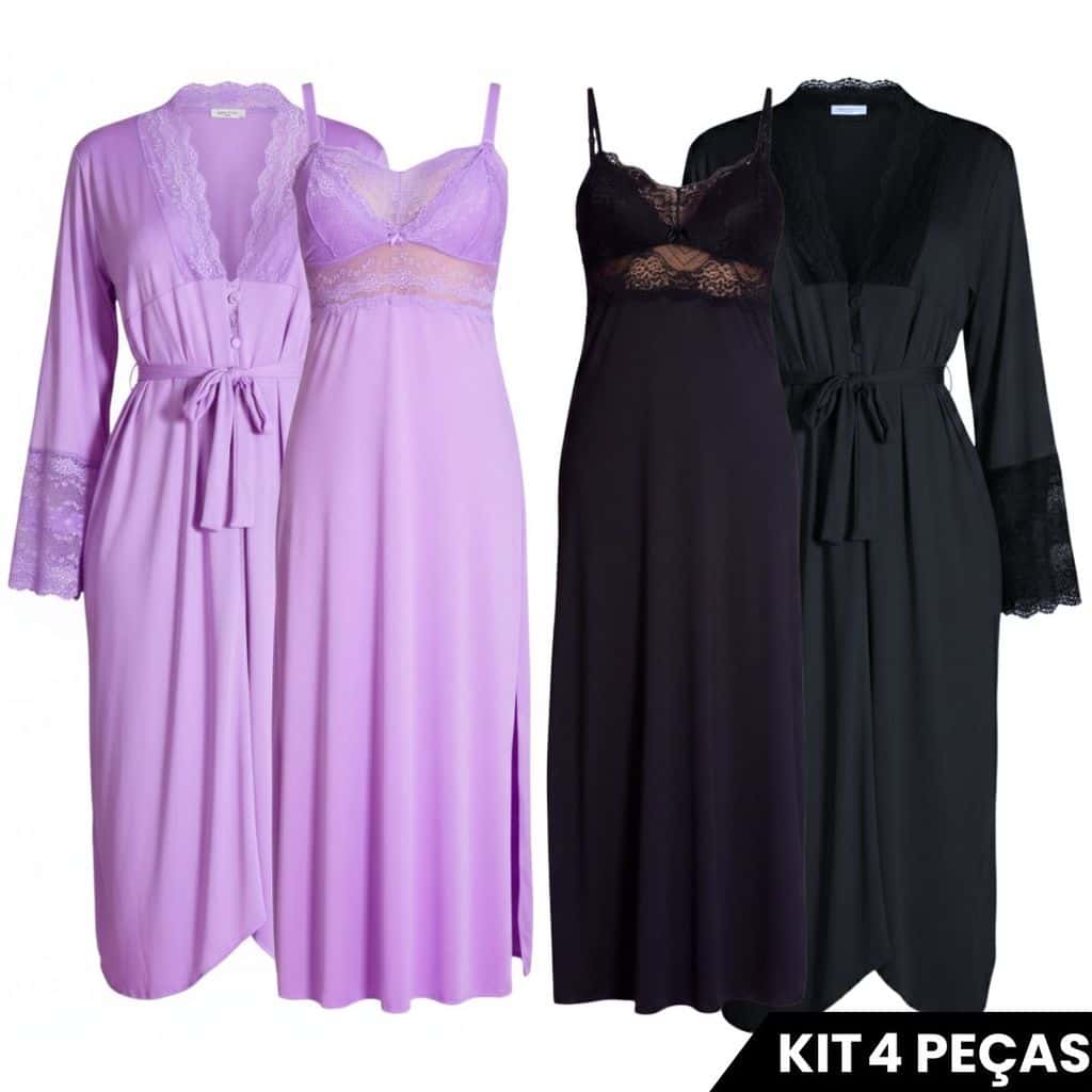 Kit 2 Camisolas Amamentação Longas 2 Robes Longos Confortável, imagem 1 de 1