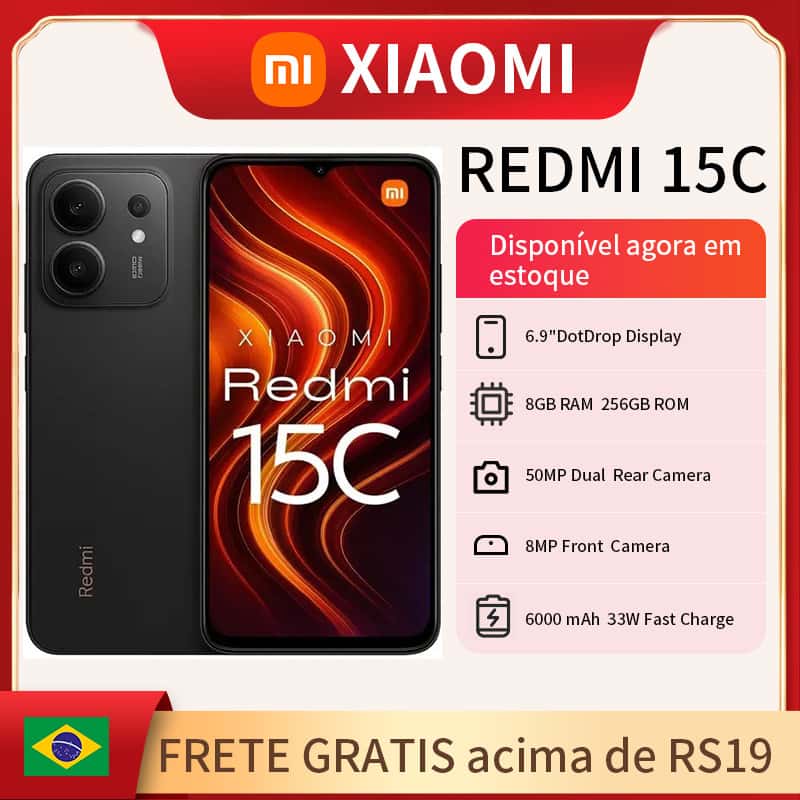 Celular Xiaomi Redmi 15C Dual SIM de 256GB 8GB RAM de 6.9" 50MP 8MP Bateria 6000mAh, Proteção IP64 Lançamento 2025, imagem 1 de 1