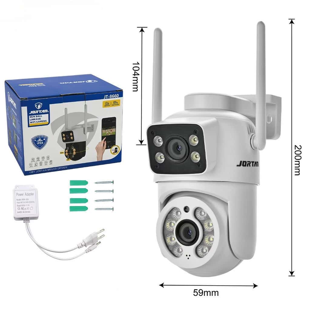 Câmera de Segurança Wi-Fi Externa IP66 2 Lentes PTZ Visão Noturna Áudio 2 Vias Detecção Movimento App Yoosee, imagem 1 de 1