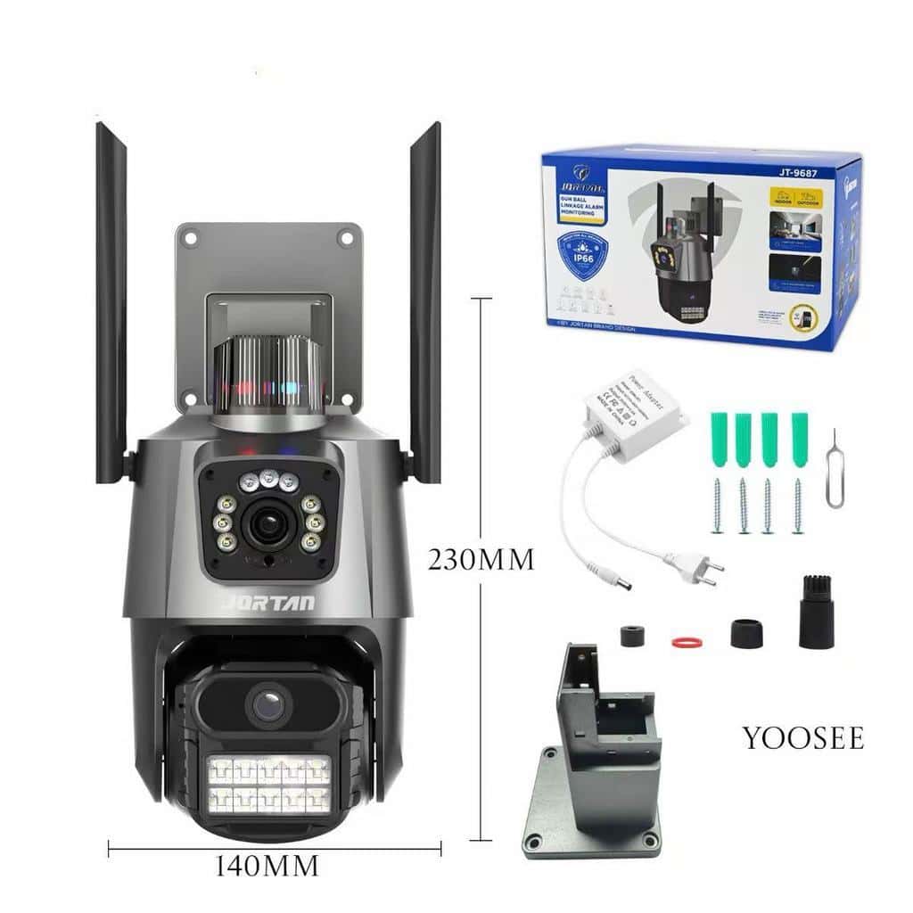 Câmera de Segurança JORTAN Externa PTZ WiFi Yoosee - Lente Dupla, Visão Noturna Colorida e IP66, imagem 1 de 1