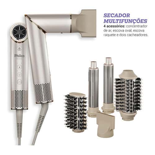 Secador de Cabelo Philco PSC3500 4 em 1 Dobrável Portátil com Escovas e Cacheadores para Viagem, imagem 1 de 1
