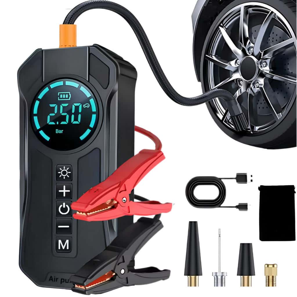 Compressor de Ar Portátil Digital Recarregável Inflador Pneu Carro Moto Bike USB LED, imagem 1 de 1
