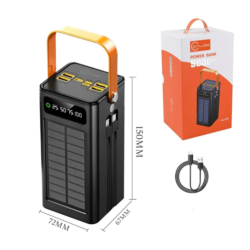Power Bank Solar 50000mAh Carregador Portátil Grande Capacidade USB com Cabo Universal, imagem 1 de 1