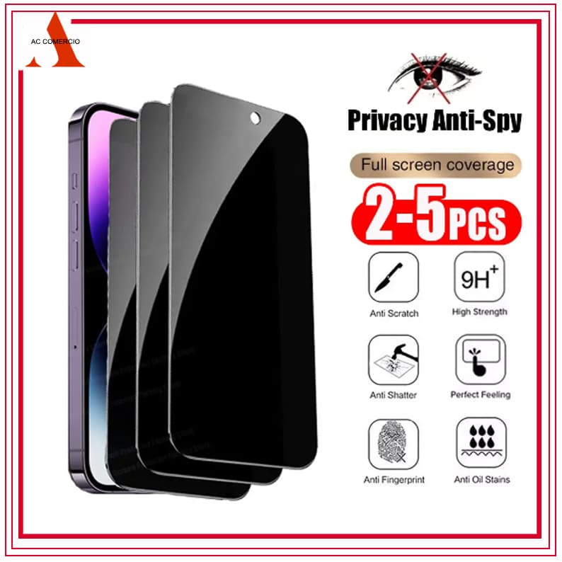Kit 2 Película de Vidro 3D Privativa Anti Spy Para IPhone Todos Modelos Privacidade Para Ios XS XR 11 12 13 14 Pro Max