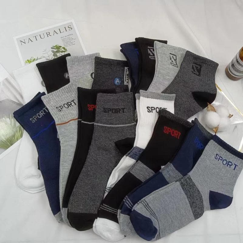 Kit 12 Par de meia masculina cano medio varias cores