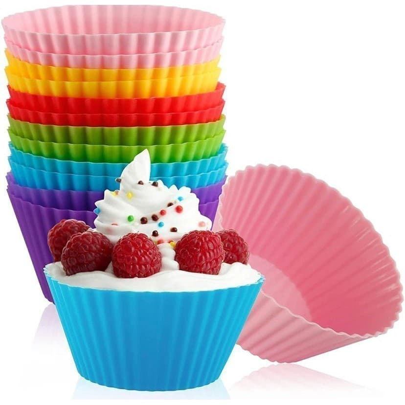 Conjunto com 12 Forminhas de Silicone Redondas | Mini Formas para Cupcake, Muffin e Doces ENVIO IMEDIATO