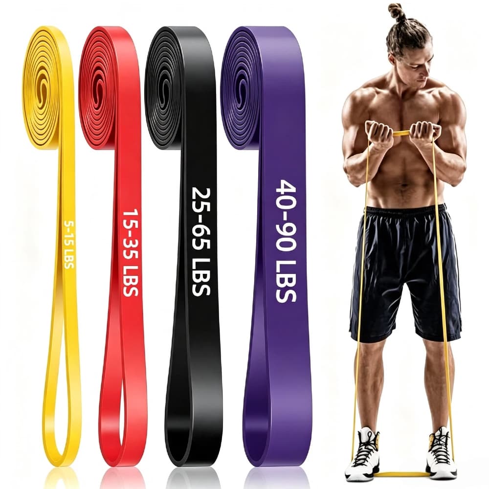 Kit 4 Faixas Elásticas Resistência Super Band Borracha Natural, Extra Forte para Treino Crossfit e Fitness