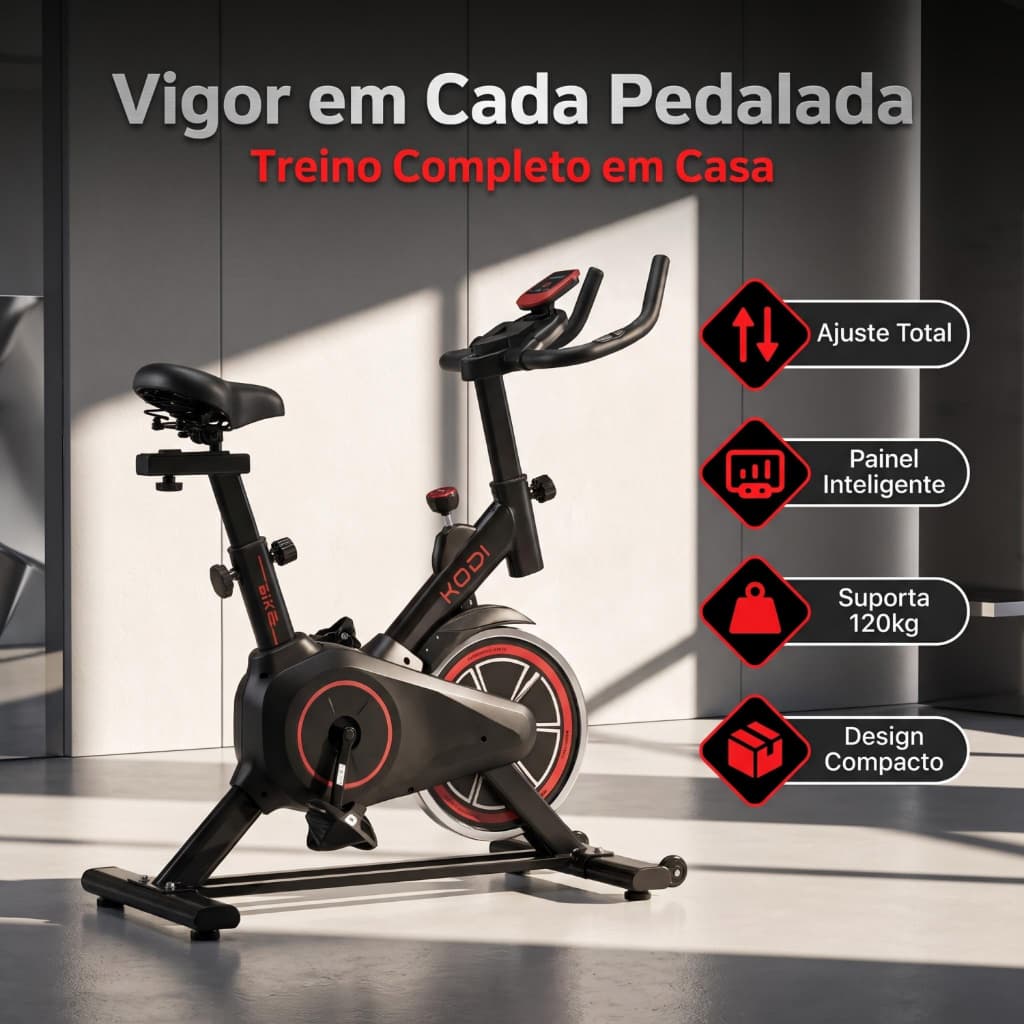 Bicicleta Ergométrica para Ginástica em Casa com Monitor Digital Resistente Capacidade de 120kg - V3/2