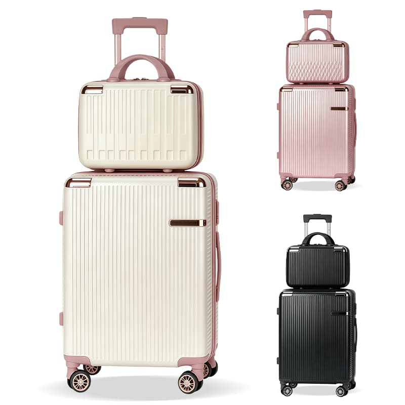 Kit Mala de Viagem 20 Polegadas com Frasqueira – 10 kg, 4 Rodas 360°, Zíper Extensível em Fibra -V7