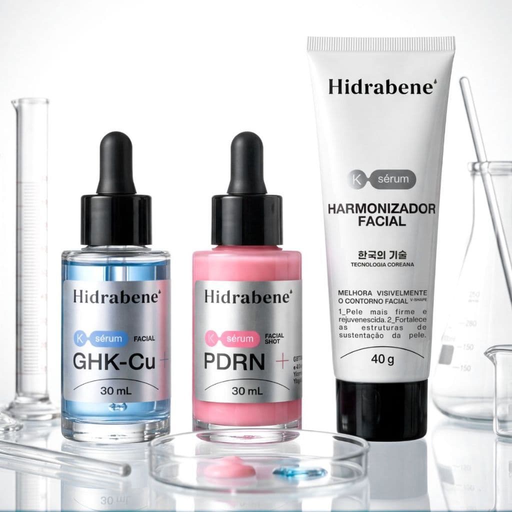 Kit Linha Coreana Hidrabene K-Sérum Harmonizador Facial + Sérum GHK-Cu + Sérum PDRN Skincare