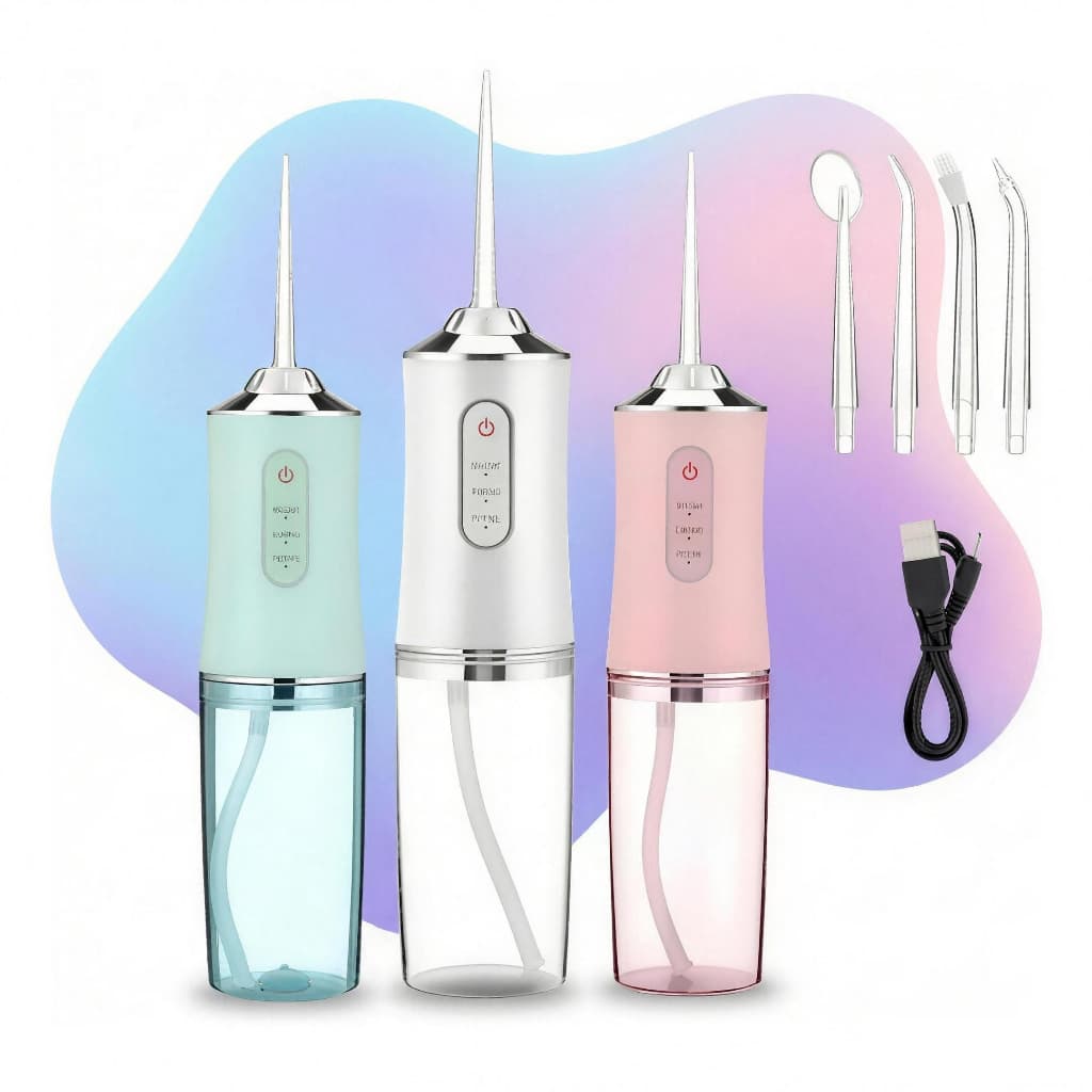 Irrigador Oral Portátil Elétrico 1200mAh Recarregável USB, Limpador Dental com Jato de Água, 3 Modos e IPX7