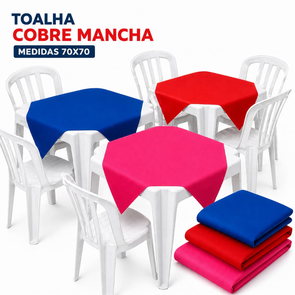 Kit 5 a 25 Toalhas de Mesa Cobre Manchas Quadrada 70x70cm Aniversário Festa Eventos Cores