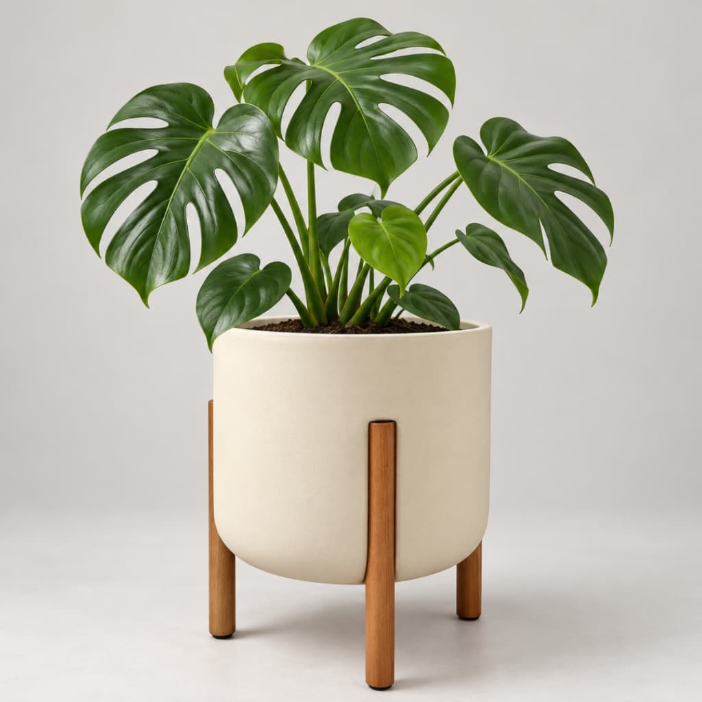 Vaso Polietileno Para Plantas com Pé de Madeira Vaso Nórdico com Suporte