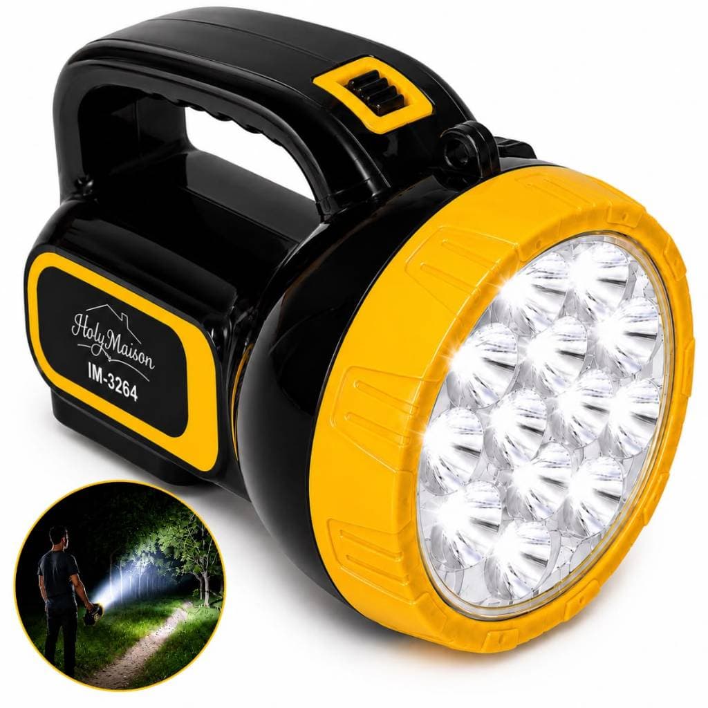 Lanterna Holofote LED Recarregável 18 LEDs 3W Bivolt com Alça