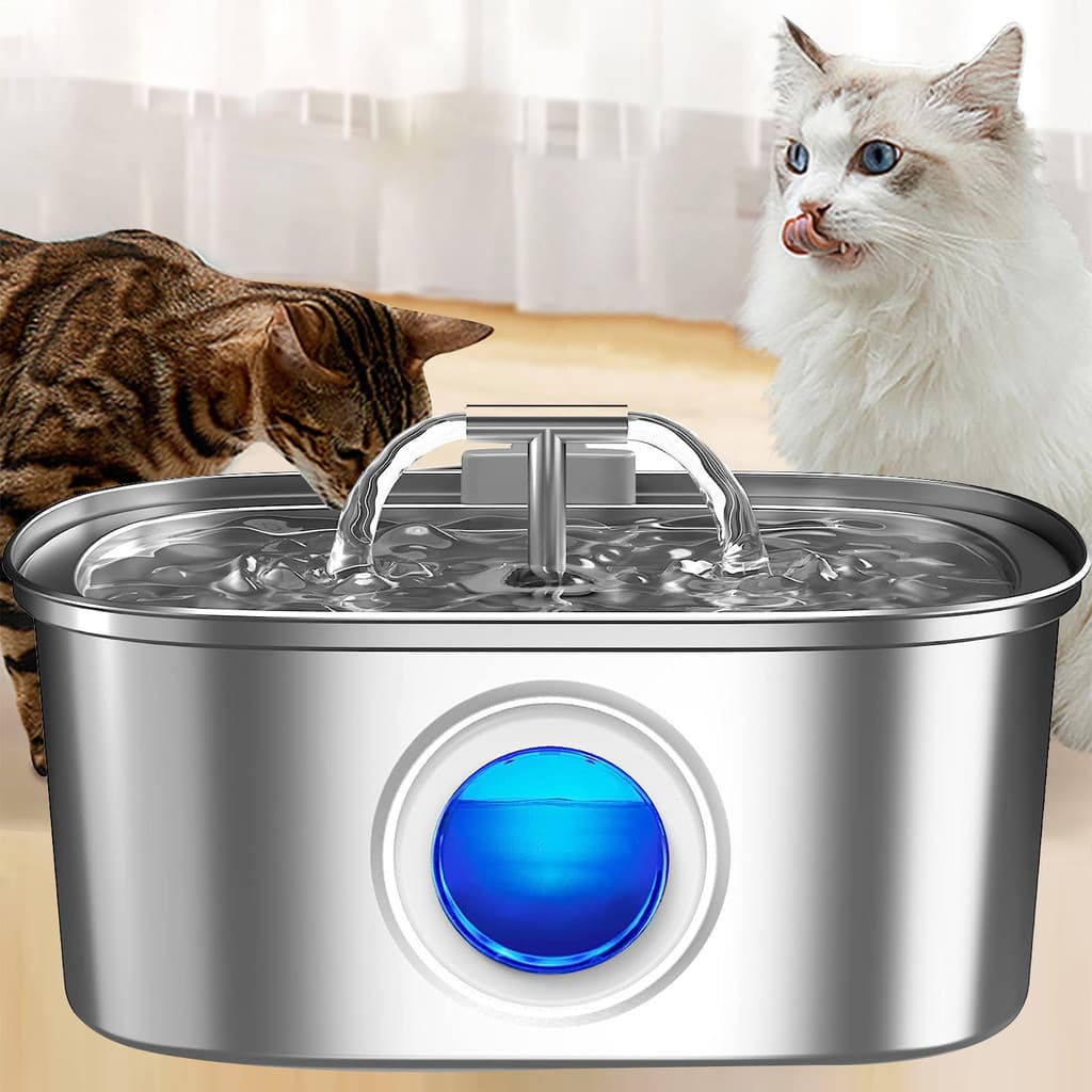Newpet 3.2L Bebedouro De Água Para Gatos Fonte 5V Em Aço Inoxidável Dispensador De Estimação Janela Transparente Design