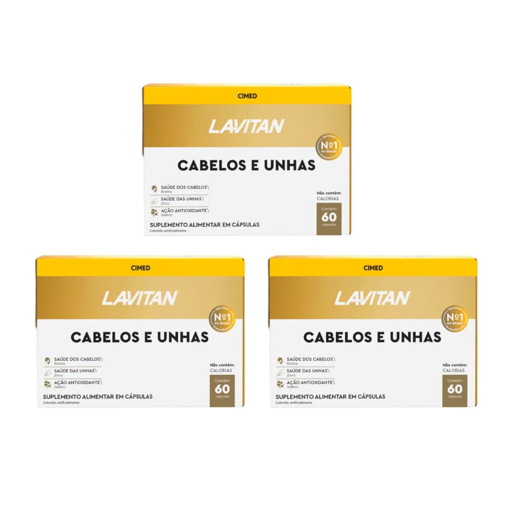Kit 3 Lavitan Cabelos e Unhas Com 60Caps - Cimed
