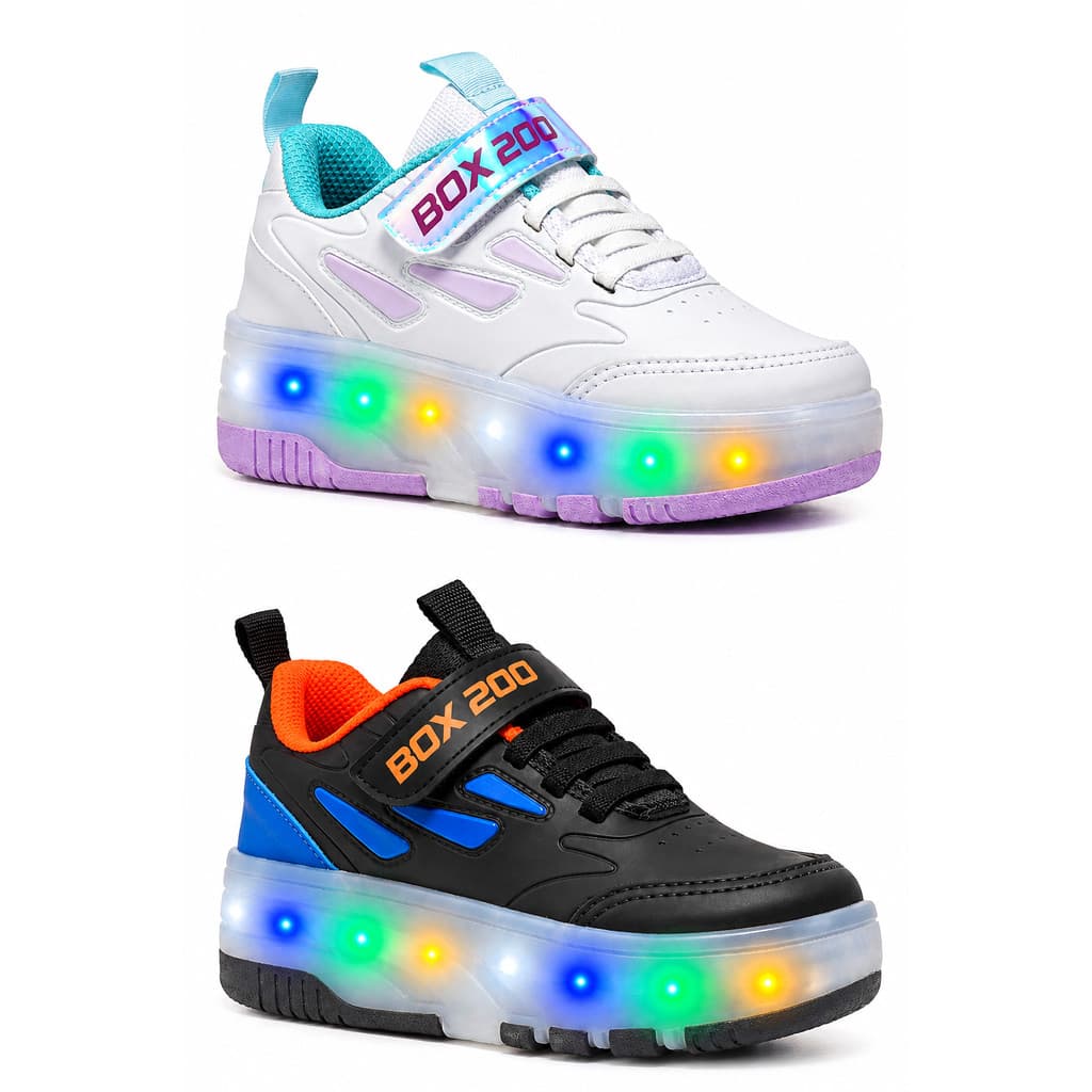 Tênis Patins Led Infantil 2 Rodinhas Menino Menina Skate