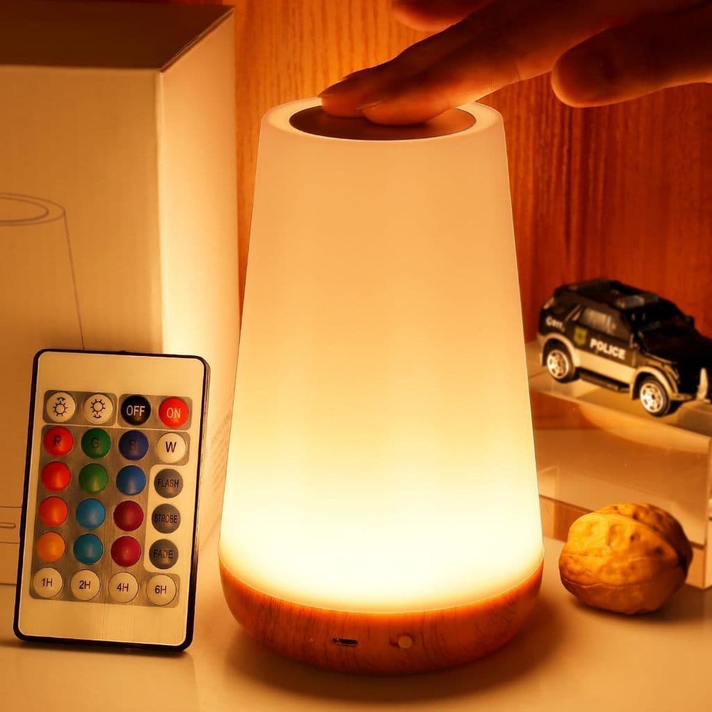 Luz de cabeceira Luminária de mesa moderna Lâmpada Touch com tempo de ajuste de controle remoto Luz Led